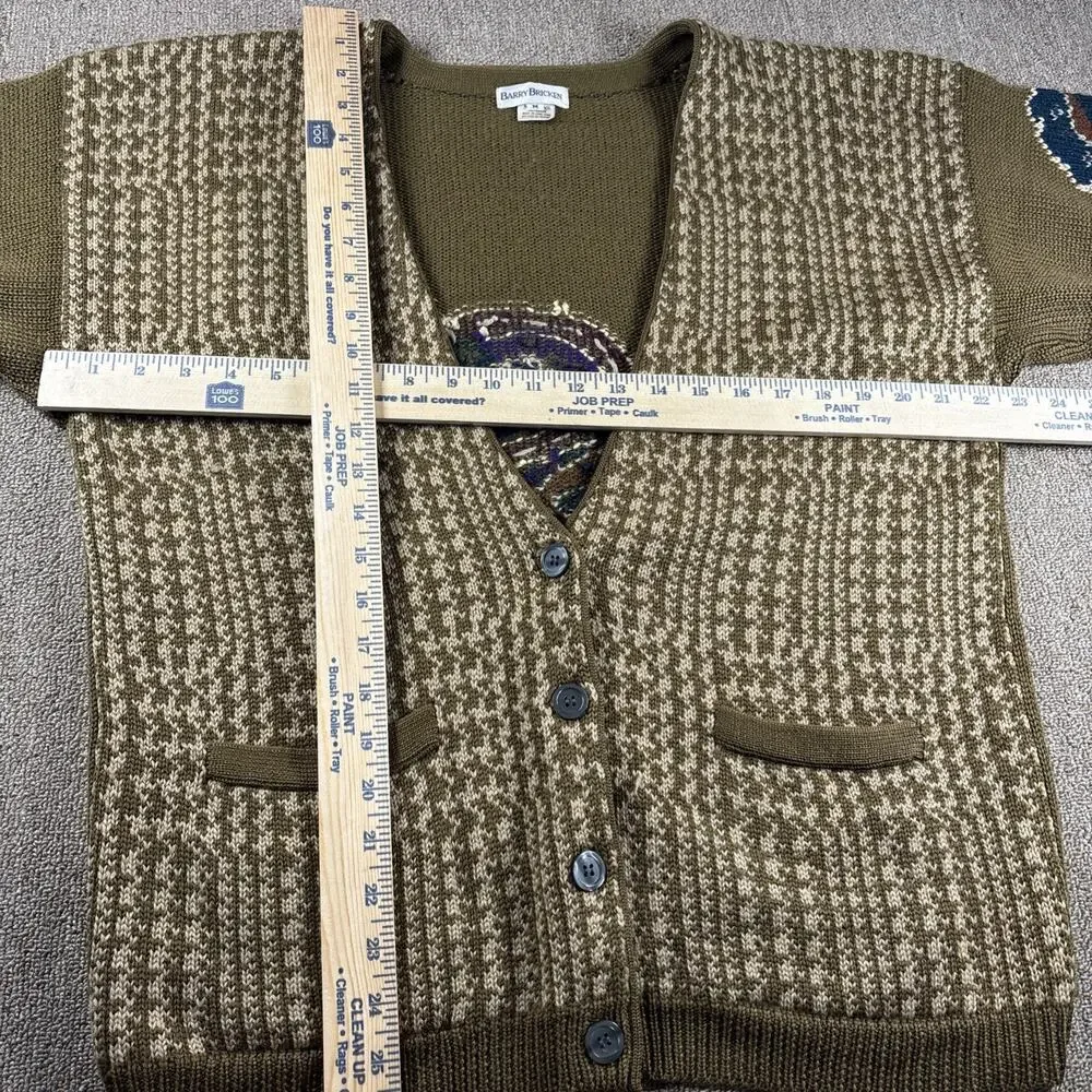 Barry Bricken Vintage Men’s Cardigan Sweater Houndstooth Medium Hong King
